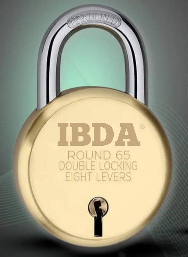 IBDA Lock and Key 65mm | Double Locking | 8 Levers' Technology| Rivetless BRASS Finish Padlock | lock for home, shutter, gate, door, kadi, channel, chain, shop, school, warehouse, flat, outdoor-indoor - Image 4